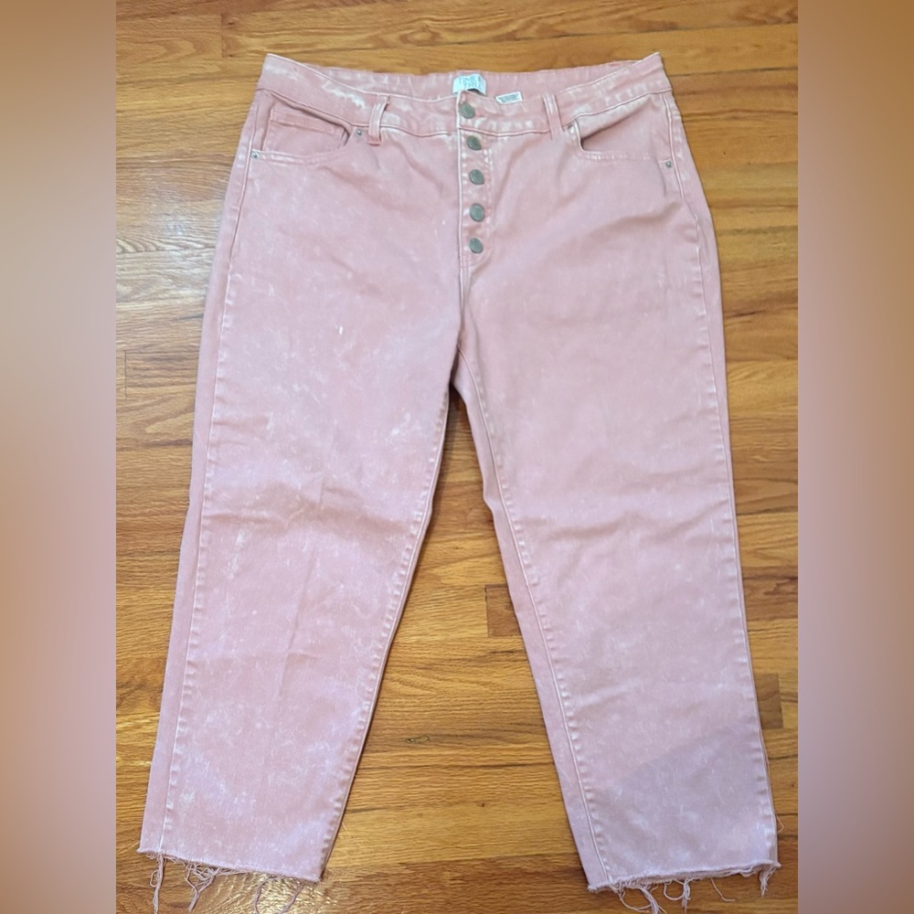 Time and Tru Women's High Rise Straight Crop Jeans 25” Inseam Size 18 Dusty Rose - Picture 3 of 8